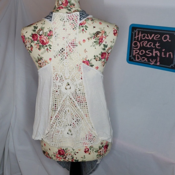 Love Culture Tops - Love Culture Sz Med STRIPED FRONT W/CROCHET BACK